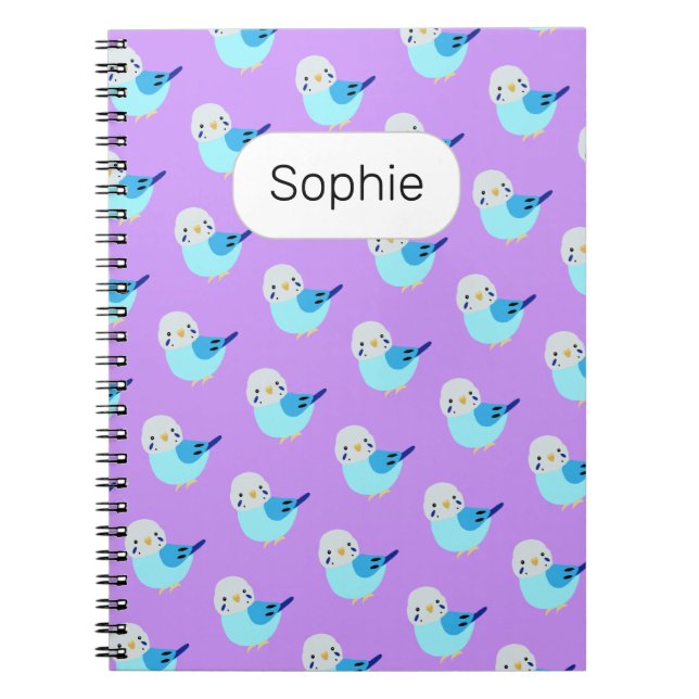 Cuaderno Nombre personalizado del regalo de Blue Budgie Cut (Frente)