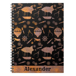 Cuaderno Nombre personalizado del tema de los aviones Steam