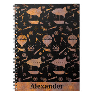 Cuaderno Nombre personalizado del tema de los aviones Steam