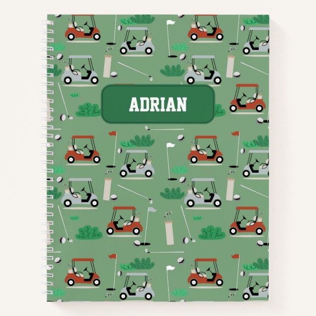 Cuaderno Nombre personalizado del tema del golf del golf mo (Anverso)