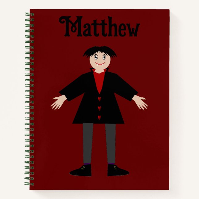 Cuaderno Nombre personalizado del vampiro de Halloween (Anverso)