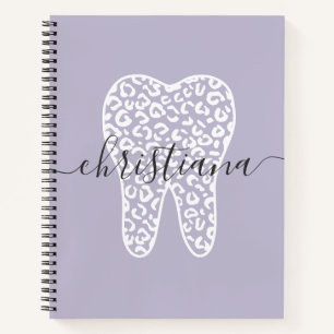 Cuaderno Nombre personalizado Dental Leopard Print Tooth