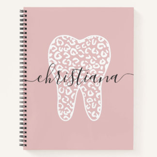 Cuaderno Nombre personalizado Dental Leopard Print Tooth