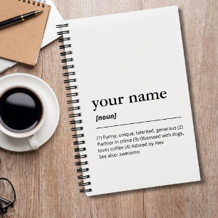 Cuaderno Nombre personalizado Divertido Definición de dicci
