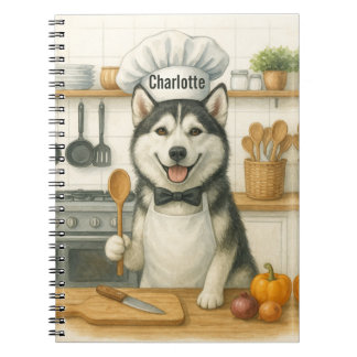 Cuaderno Nombre Personalizado Divertido Perro Chef Husky Si