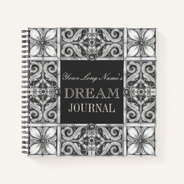 Cuaderno Nombre personalizado Dream Journal Black Gray Whit