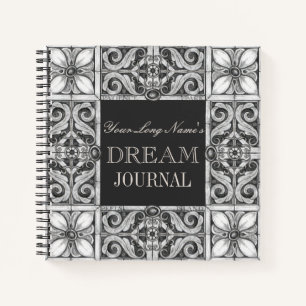 Cuaderno Nombre personalizado Dream Journal Black Gray Whit
