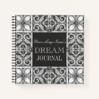 Cuaderno Nombre personalizado Dream Journal Black Gray Whit