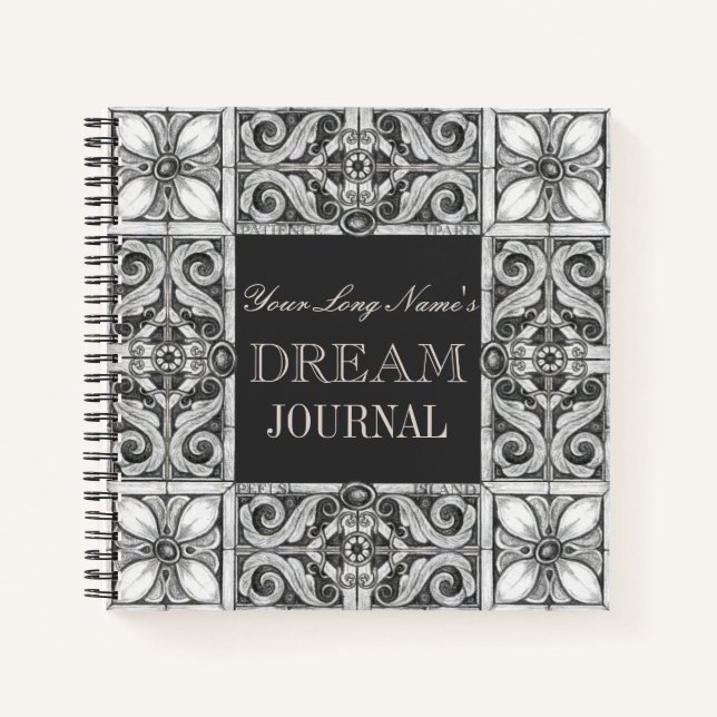 Cuaderno Nombre personalizado Dream Journal Black Gray Whit (Anverso)