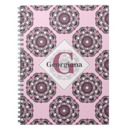 Cuaderno Nombre personalizado Dusky Rosa Cherry Blossom Dot