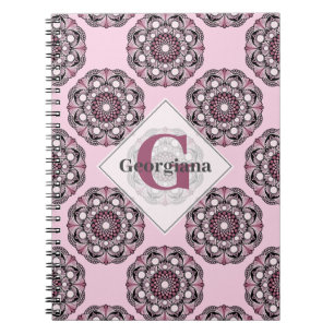 Cuaderno Nombre personalizado Dusky Rosa Cherry Blossom Dot
