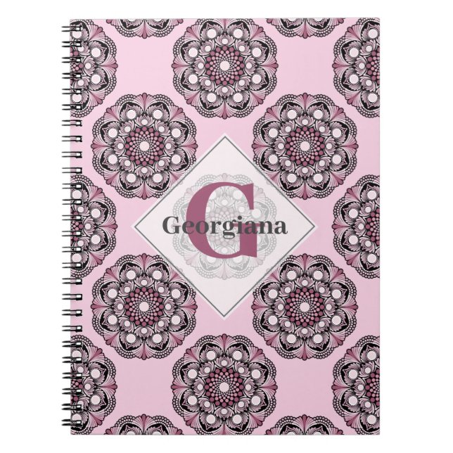 Cuaderno Nombre personalizado Dusky Rosa Cherry Blossom Dot (Frente)