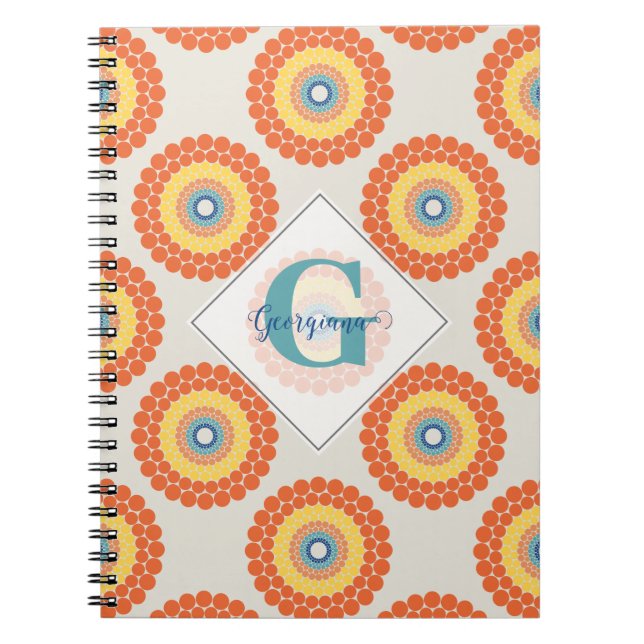 Cuaderno Nombre Personalizado Egeo Summer Radiant Dot Manda (Frente)