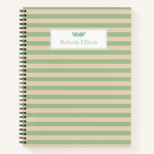 Cuaderno Nombre personalizado Elegant Pastel Stripes Busine (Anverso)