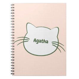 Cuaderno Nombre personalizado en diseño de forma de gato