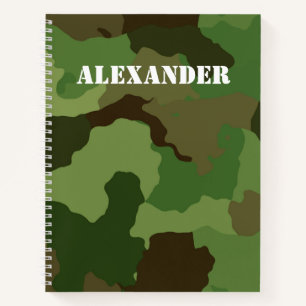 Cuaderno Nombre personalizado en el fondo del camuflaje