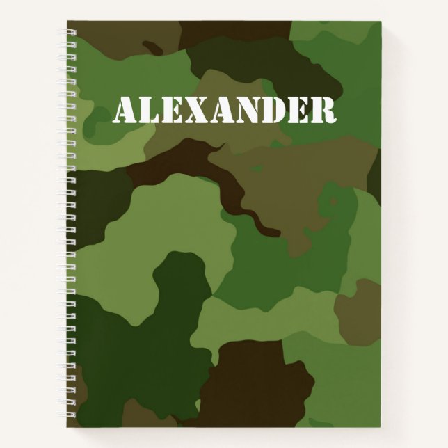 Cuaderno Nombre personalizado en el fondo del camuflaje (Anverso)