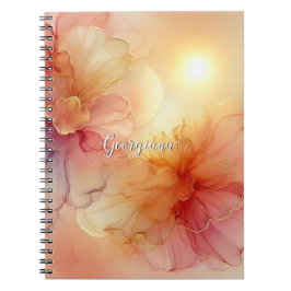 Cuaderno Nombre personalizado Engranaje Raspberry Floral Al