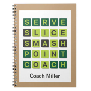 Cuaderno Nombre Personalizado Entrenador de Tenis Estilo Wo