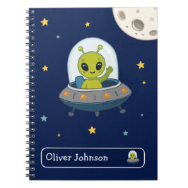 Cuaderno Nombre Personalizado Escuela Espacio Luna Alien Li