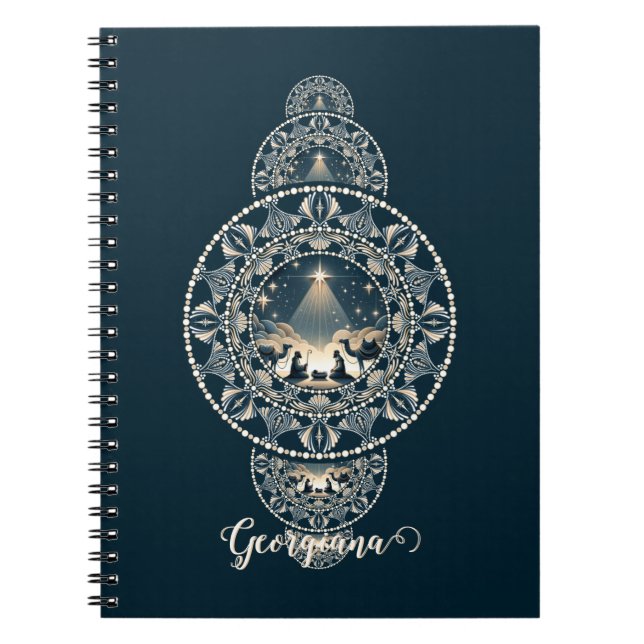 Cuaderno Nombre personalizado Estrella sagrada del Mandala  (Frente)