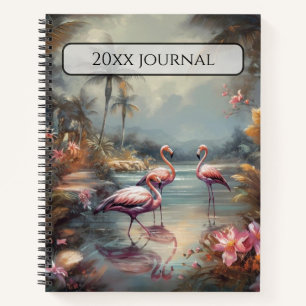 Cuaderno Nombre personalizado Flamingo Antiguo Lagoon Tropi