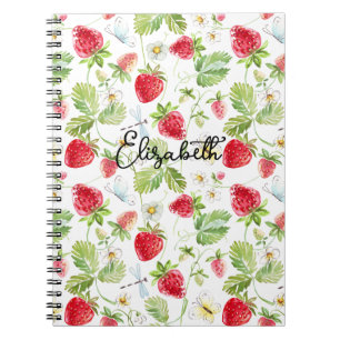 Cuaderno Nombre personalizado Flor de fresa