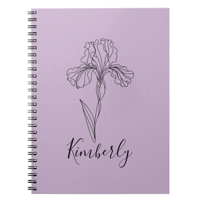 Cuaderno Nombre personalizado flor de nacimiento de iris de (Frente)