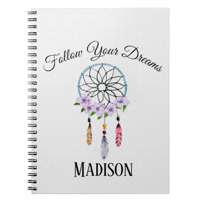 Cuaderno Nombre personalizado flor floral ideal del (Frente)