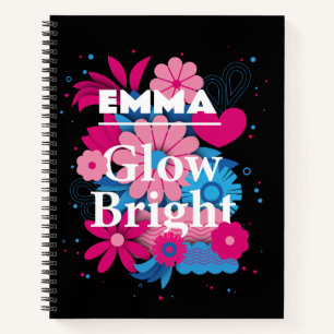 Cuaderno Nombre personalizado floral brillante personalizad