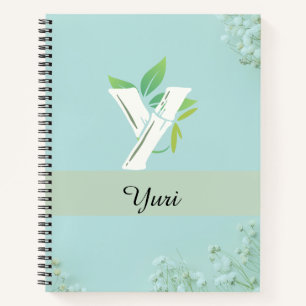 Cuaderno Nombre personalizado Floral Journal en azul suave