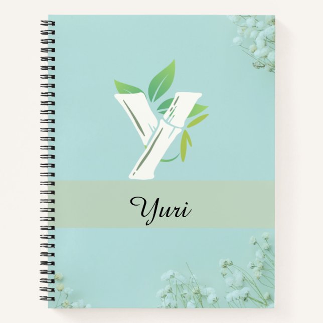 Cuaderno Nombre personalizado Floral Journal en azul suave (Anverso)