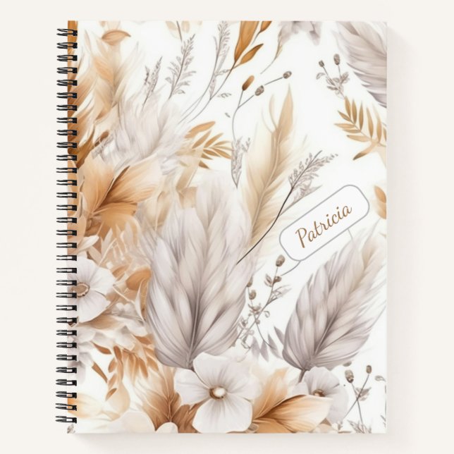Cuaderno Nombre personalizado Flores silvestres rusas de bo (Anverso)
