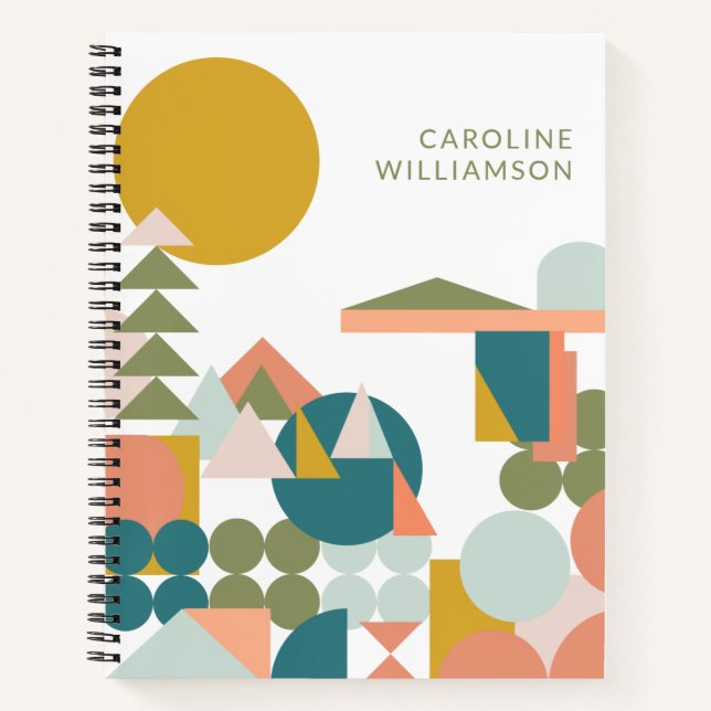 Cuaderno Nombre personalizado Formas geométricas modernas r (Anverso)