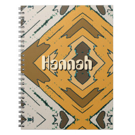 Cuaderno Nombre personalizado geométrico rústico marrón dor