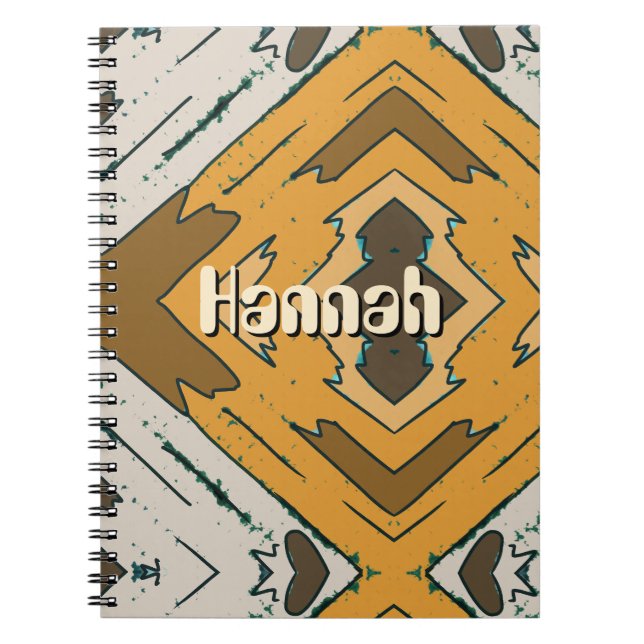 Cuaderno Nombre personalizado geométrico rústico marrón dor (Frente)