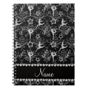 Cuaderno Nombre personalizado gimnasia de damasco negro