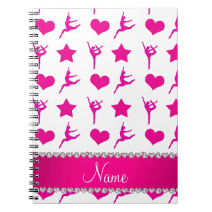 Cuaderno Nombre personalizado gimnasia rosa blanca estrella