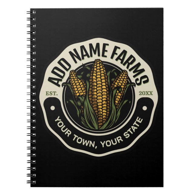 Cuaderno NOMBRE personalizado Granjero de maíz dulce (Frente)