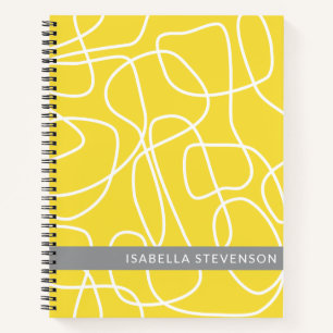 Cuaderno Nombre personalizado Gris amarillo Resumen de líne