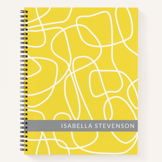 Cuaderno Nombre personalizado Gris amarillo Resumen de líne (Anverso)