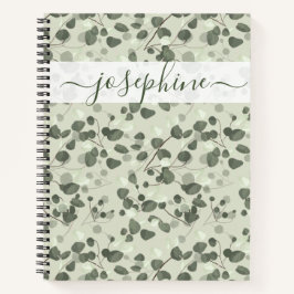 Cuaderno Nombre personalizado guión elegante Eucalyptus ver