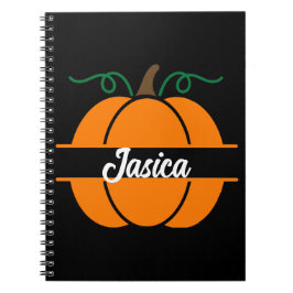 Cuaderno Nombre personalizado Halloween Calabaza Monograma 