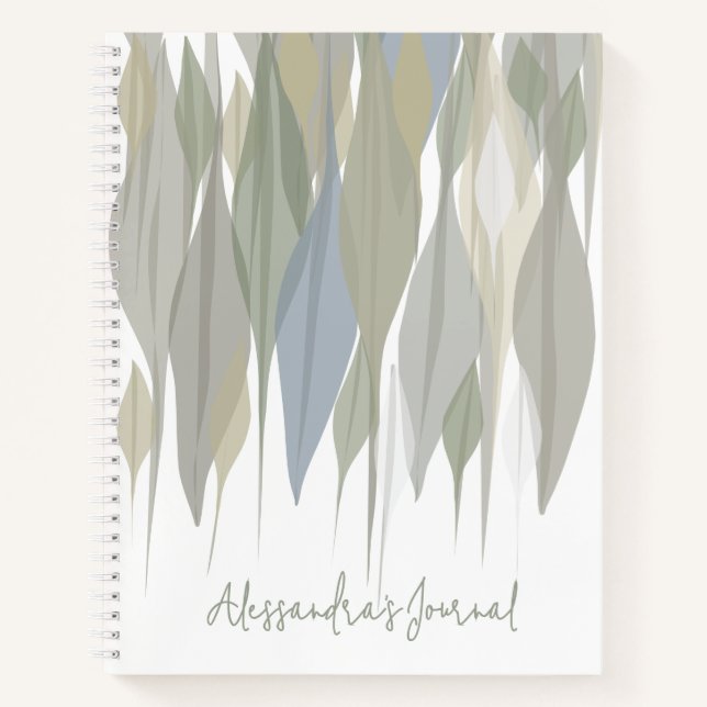 Cuaderno Nombre personalizado hojas de color gris verde sab (Anverso)