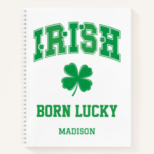 Cuaderno Nombre personalizado irlandés nacido con suerte