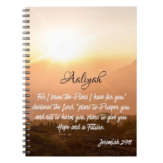 Cuaderno Nombre personalizado - Jeremiah 29:11 Sunrise (Frente)