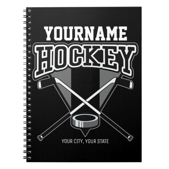 Cuaderno NOMBRE personalizado Jugador de hockey Equipo de p (Frente)