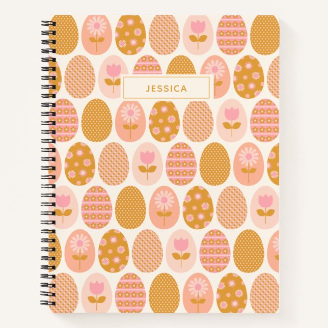 Cuaderno Nombre Personalizado Jugador Pastel de Huevos Flor (Anverso)
