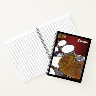 Cuaderno Nombre personalizado Kit de tambor para músico de