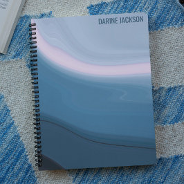 Cuaderno Nombre personalizado l color de agua azul del océa